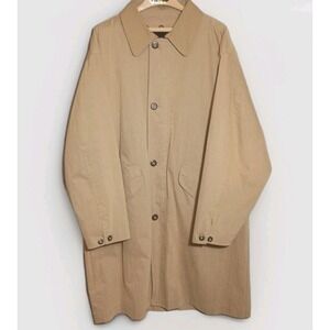 Vtg 1990s Structure Men's Khaki/Brown‎ Overcoat/Trench Coat Size L Preppy Retro